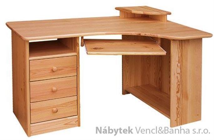 dřevěný psací stůl PC stolek rohový z masivního dřeva drewfilip 1