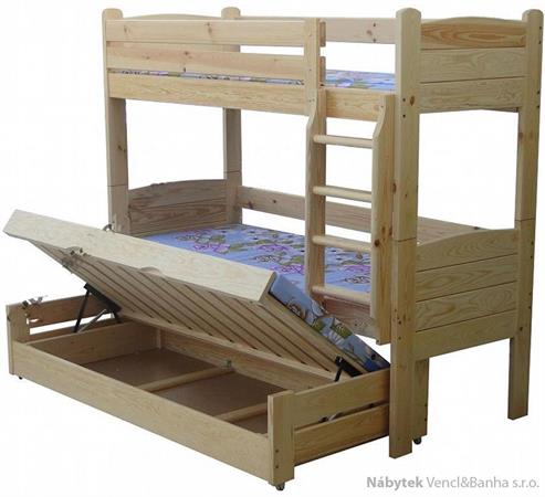 dřevěná patrová postel z masivu, palanda Strong chalup