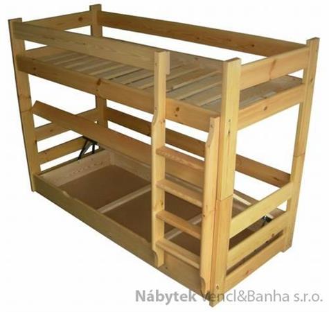 dřevěná patrová postel z masivu ,palanda HIT chalup