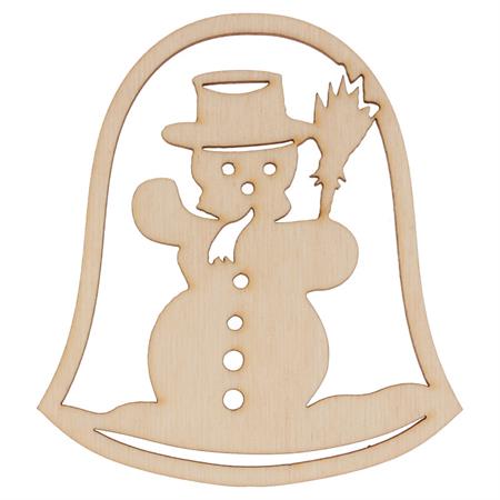 Dřevěná vánoční ozdoba dekorace Sněhulák ve zvonku galanteriadrew